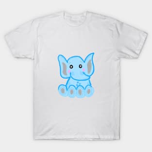 Blue pastel watercolor baby elephant T-Shirt